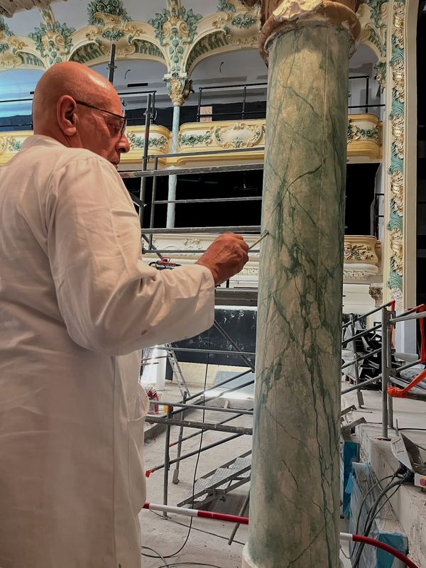 Colonne, faux-marbre vert